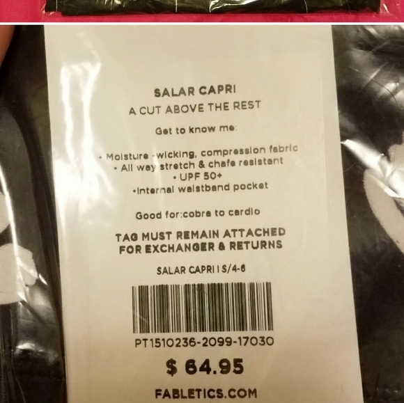 NWOT Fabletics Salar Capri Black Floral Sz Small - Picture 2 of 3